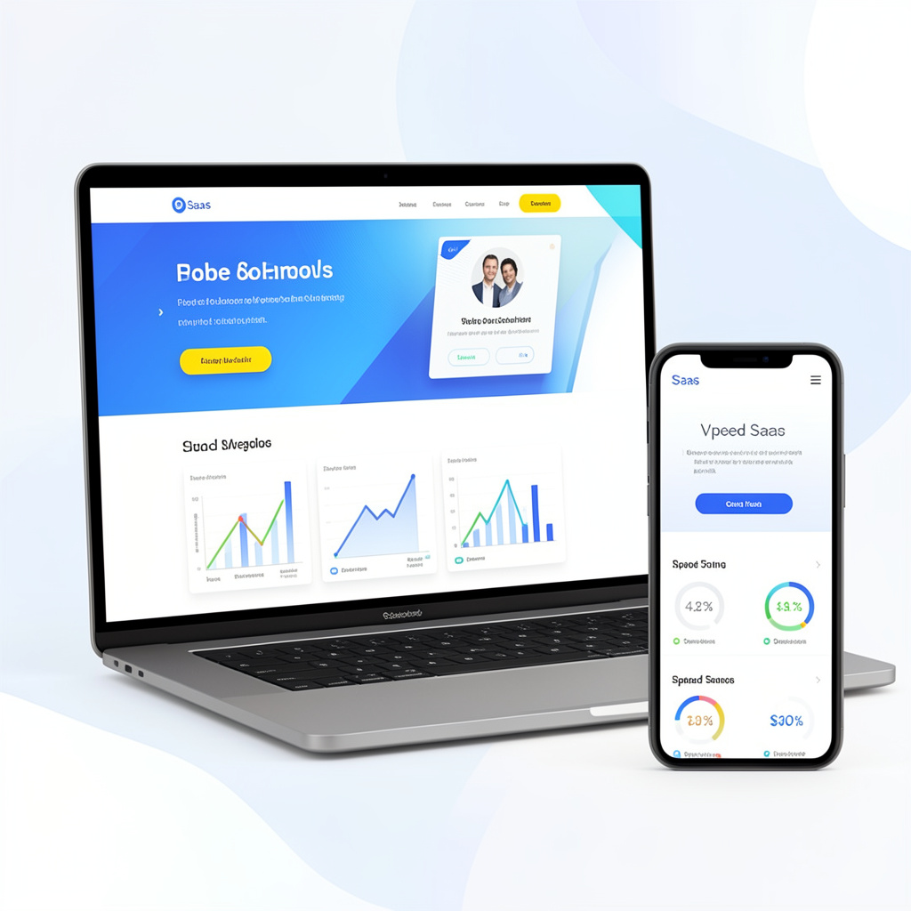 Home sleek laptop and mobile showing clean saas website